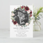 Carte de Remise à Date de Mariage Fleurie Burgundy (Debout devant)