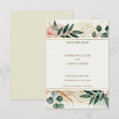 Carte de Remise de Date Blush Greenery (Devant / Derrière)