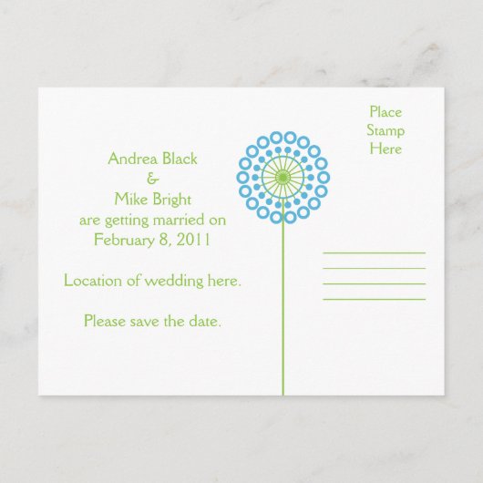 Carte de Remise de Date de Fleurs de Pissenlit Abs (Dos)