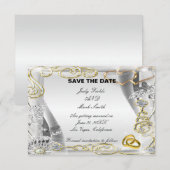 Carte de Remise de Date Mariage Anneaux et Coeurs (Devant / Derrière)