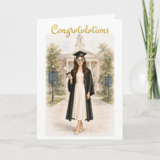 Carte de remise de diplôme 2026 Fille (Devant)
