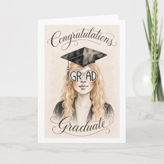 Carte de remise de diplôme 2026 Fille (Devant)