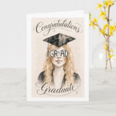 Carte de remise de diplôme 2026 Fille (Fleur jaune)