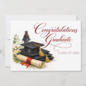 Carte de remise de diplôme élégante avec message s (Devant)