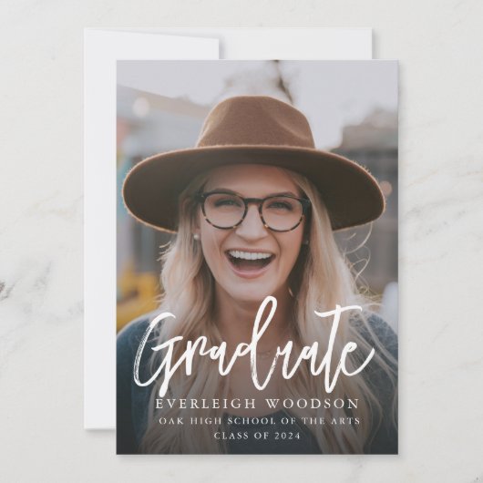 Carte de remise de diplôme photo rustique avec dos (Devant)