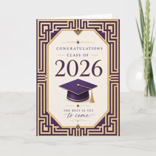 Carte de remise de diplôme Violet et Or 2026 (Devant)