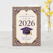 Carte de remise de diplôme Violet et Or 2026 (Fleur jaune)