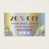 Carte de remise de feuille de parties scintillant  (Dos)