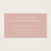 Carte de Remise Élégante Rose Merci pour vos Achat (Dos)