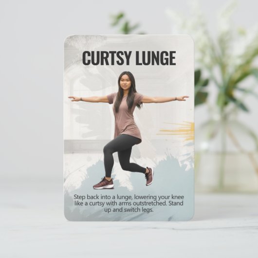 Carte de remise en forme Curtsy Lunge avec support (Debout devant)