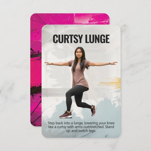 Carte de remise en forme Curtsy Lunge avec support (Devant / Derrière)