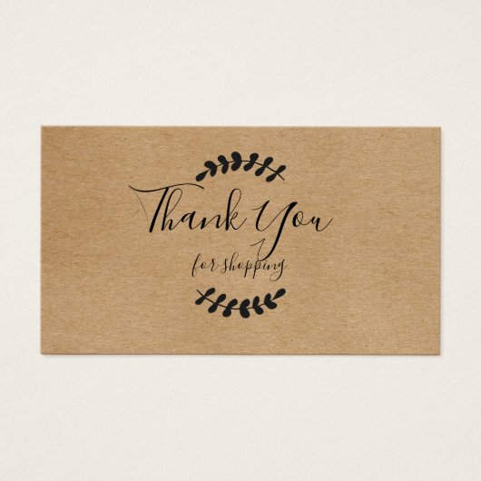 Carte de Remise Merci pour Acheter Kraft Rustique (Devant)