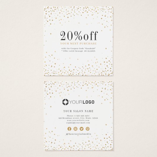 Carte de remise simple or moderne parties scintill (Devant & derrière)