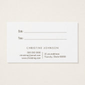 carte de rendez-vous (Dos)