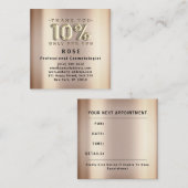 Carte De Rendez-vous 10% de réduction Logo Merci Rose or (Devant / Derrière)