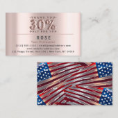 Carte De Rendez-vous 30% de réduction Logo Remerciements Rose US Americ (Devant / Derrière)