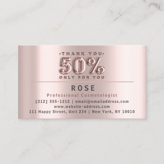 Carte De Rendez-vous 50% de réduction Logo Merci Rose américain drapeau (Devant)
