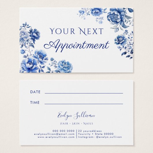 Carte de rendez-vous à la chinoiserie florale (Devant & derrière)