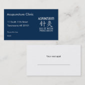 Carte De Rendez-vous Acupuncture humour (Devant / Derrière)