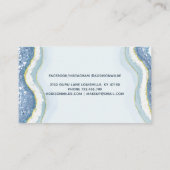 Carte De Rendez-vous Agate Géode Pailletée Bleue Luxe Chic (Dos)