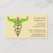 Carte De Rendez-vous Alternative Médicale Caduceus Vert Feuilles Beige (Devant)