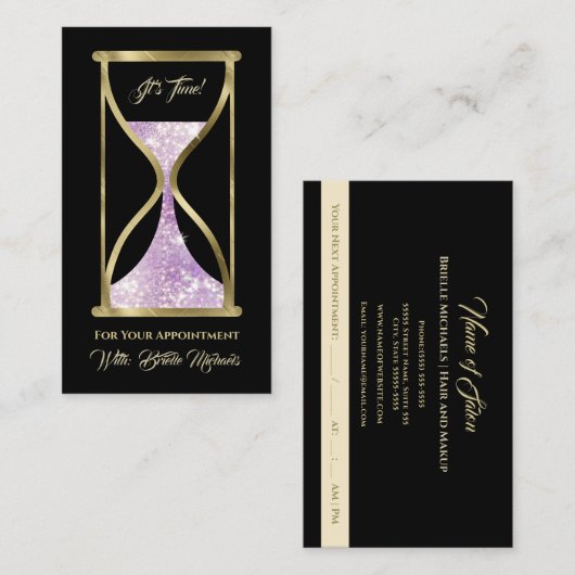 Carte De Rendez-vous Améthist Parties scintillant violet Hourglass Chev (Devant / Derrière)