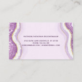 Carte De Rendez-vous Améthyste Violet Paillettes Agate Géode Luxe Chic (Dos)