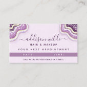 Carte De Rendez-vous Améthyste Violet Paillettes Agate Géode Luxe Chic (Devant)