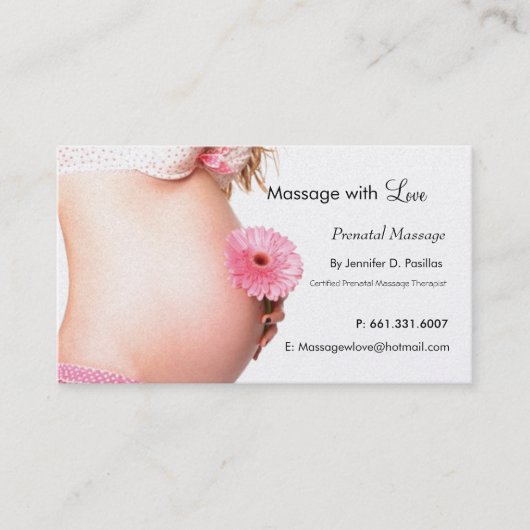 Carte De Rendez-vous Amour, Massage prénatal (Devant)