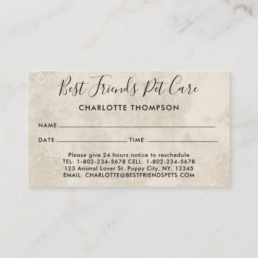 Carte De Rendez-vous Animaux assis chien chat Cheval Boho Aquarelle Ani (Dos)