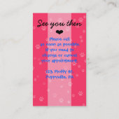 Carte De Rendez-vous Animaux de compagnie.Clinique vétérinaire.Rendez-v (Dos)