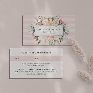 Carte De Rendez-vous Antique Floral Blush Pink Stripe Nomination