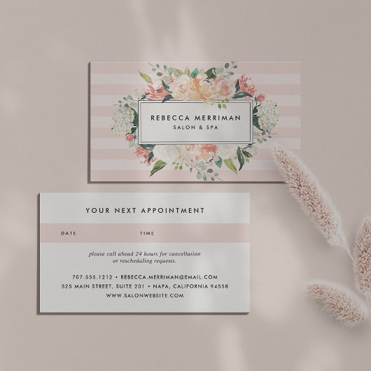 Carte De Rendez-vous Antique Floral Blush Pink Stripe | Nomination