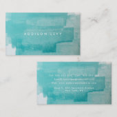 Carte De Rendez-vous Aqua Turquoise Grunge Peinture Perdue (Devant / Derrière)