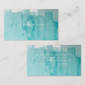 Carte De Rendez-vous Aqua Turquoise Grunge Peinture Perdue (Devant / Derrière)