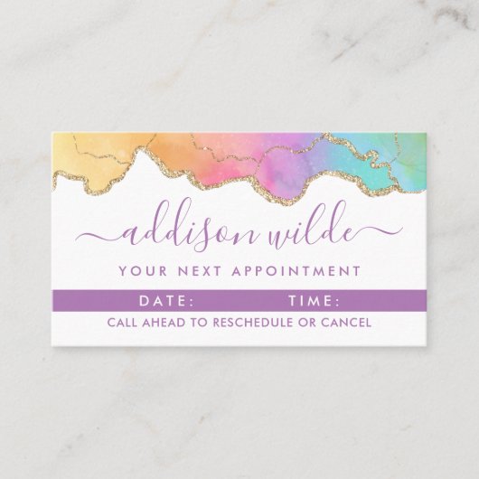 Carte De Rendez-vous Aquarelle Arc-En-Ciel Et Or Entreprise (Devant)