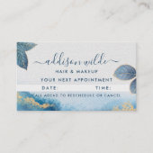 Carte De Rendez-vous Aquarelle bleu or Feuilles botaniques Abstrait (Devant)