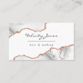 Carte De Rendez-vous Aquarelle chic Blanc et Rose Gold Agate Business (Devant)
