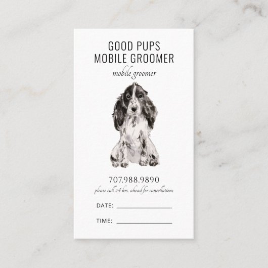 Carte De Rendez-vous Aquarelle Chien Mobile Groomer animal de compagnie (Devant)