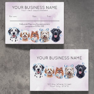Carte de rendez-vous aquarelle chiens bulles