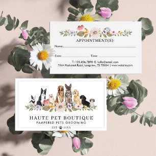 Carte De Rendez-vous Aquarelle Fleur sauvage race Chien Animaux Animaux