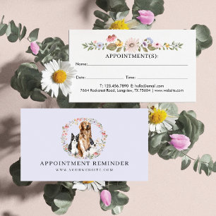 Carte De Rendez-vous Aquarelle Fleur sauvage race Chien Animaux Animaux