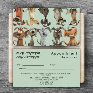 Carte De Rendez-vous Aquarelle Funny Chien Groomers Boutique Bleu