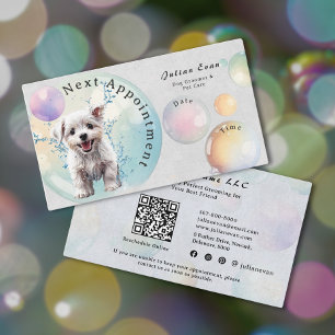 Carte De Rendez-vous Aquarelle mignon Bubble Suds Chien Groomer