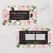 Carte De Rendez-vous Aquarelle moderne Rose floral maquillage or (Devant / Derrière)