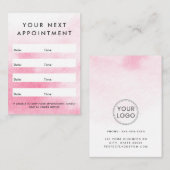 Carte De Rendez-vous Aquarelle rose logo personnalisé (Devant / Derrière)