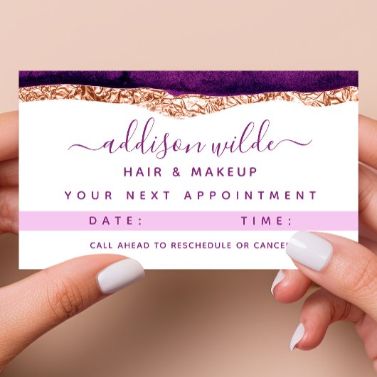 Carte de rendez-vous aquarelle violette et or