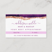 Carte de rendez-vous aquarelle violette et or (Devant)