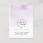 Carte De Rendez-vous Aquarelle violette logo personnalisé vertical (Dos)