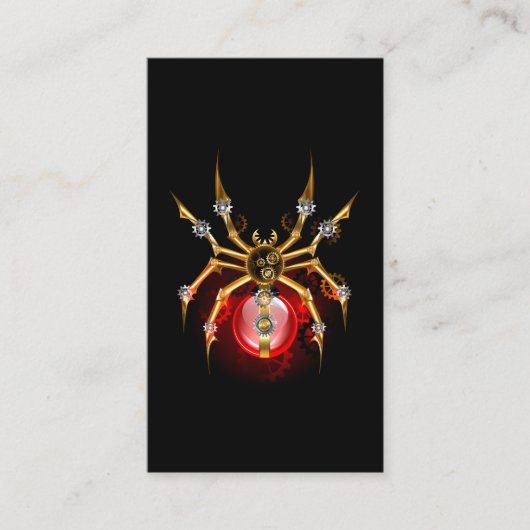Carte De Rendez-vous Araignée steampunk sur fond noir (Devant)